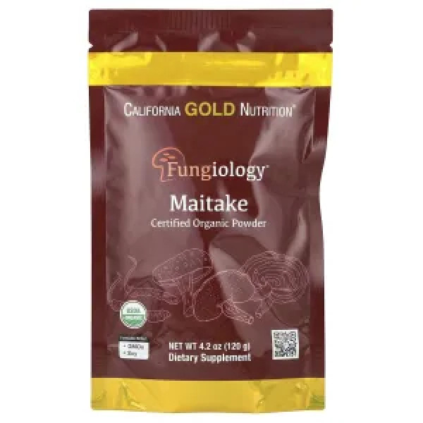 Майтаке, сертифікований органічний порошок, Certified Organic Maitake Powder, Fungiology, California Gold Nutrition, 120 г