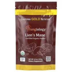 Їжачок гребінчастий органік, Certified Organic Lion's Mane Powder Fungiology California Gold Nutrition, 120 г
