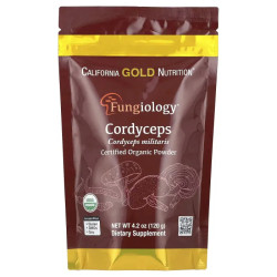 Кордицепс органический порошок, California Gold Nutrition Fungiology Certified Organic Cordyceps Militaris Powder, 120 г