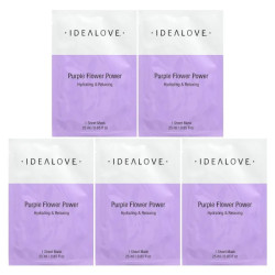 Набор тканевых масок для лица, Idealove 5 Beauty Sheet Masks Purple Flower Power, расслабляющее и увлажняющее действие 5 масок по 25 мл