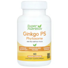 Гинкго фитосома 480 мг, Super Nutrition Ginkgo PS Phytosome, 60 растительных капсул