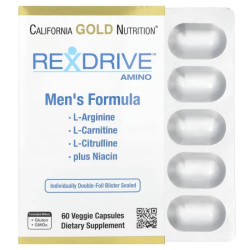 Аминокислоты для мужчин, California Gold Nutrition Rexdrive Amino, 60 капсул