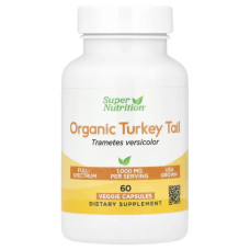 Гриб трутовик різнокольоровий органічний, Super Nutrition Organic Turkey Tail Mushroom, 60 рослинних капсул