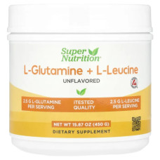 Глютамін та лейцин порошок без добавок, Super Nutrition L-Glutamine + L-Leucine, 450 г