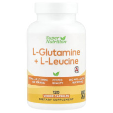 L глютамін та L лейцин, Super Nutrition L Glutamine and L Leucine, 120 рослинних капсул