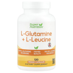 L глютамін та L лейцин, Super Nutrition L Glutamine and L Leucine, 120 рослинних капсул