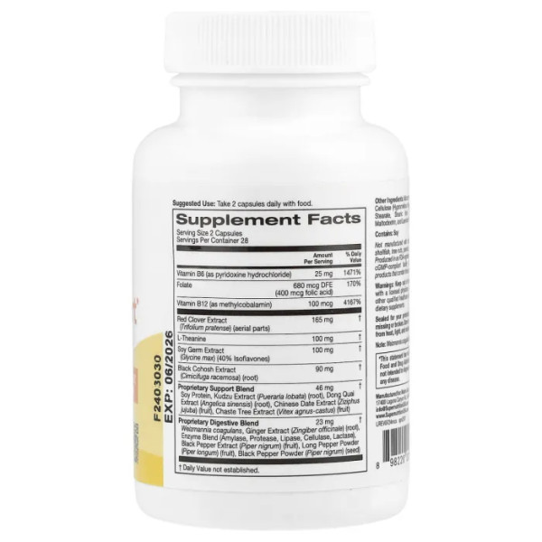 Підтримка організму під час менопаузи, Menopause Comfort Support, Super Nutrition, 56 рослинних капсул