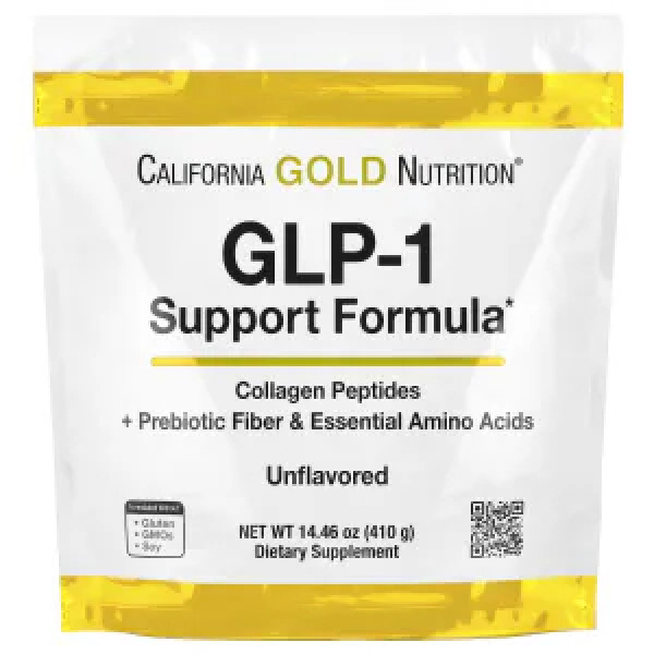 Морський колаген, GLP-1 Support Formula, California Gold Nutrition, формула підтримки GLP-1, для суглобів, шкіри, волосся та нігтів, без ароматизаторів, 410 г
