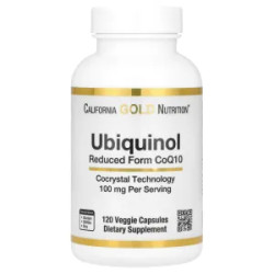 Убіхінол відновлена ​​форма коензиму Q10, California Gold Nutrition Ubiquinol Reduced Form CoQ10, 120 рослинних капсул