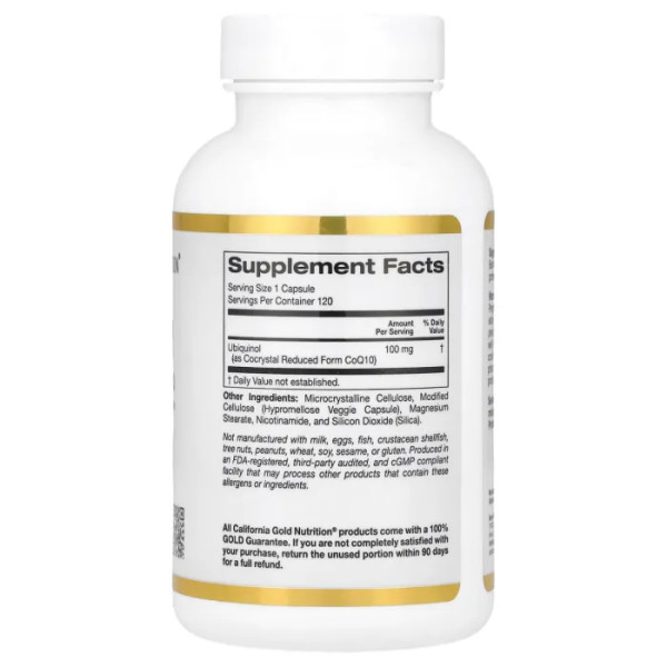 Убіхінол, Ubiquinol Reduced Form CoQ10, California Gold Nutrition, відновлена форма коензиму Q10, 120 рослинних капсул