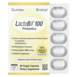 Пробиотик 100 млрд КОЕ, California Gold Nutrition LactoBif®, 60 растительных капсул