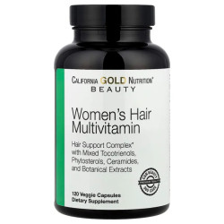 Мультивитамины для волос для женщин, Women's Hair Multivitamin California Gold Nutrition, Beauty, 120 растительных капсул