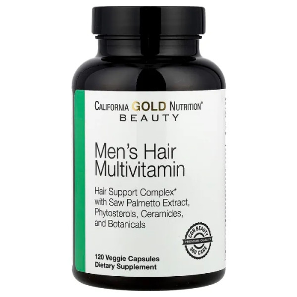 Мультивітаміни для волосся, для чоловіків, Beauty, Men's Hair Multivitamin, California Gold Nutrition, 120 рослинних капсул