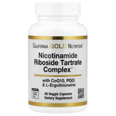 Никотинамид рибозид тартрат, Nicotinamide Riboside Tartrate (NRT) Complex California Gold Nutrition, 60 вегетарианских капсул