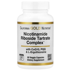 Нікотинамід рибозид тартрат, Nicotinamide Riboside Tartrate (NRT) Complex California Gold Nutrition, 60 вегетаріанських капсул