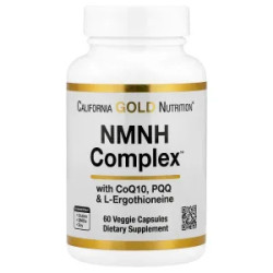 NMNH комплекс, California Gold Nutrition NMNH Complex, з CoQ10 PQQ та L ерготіонеїном 60 рослинних капсул