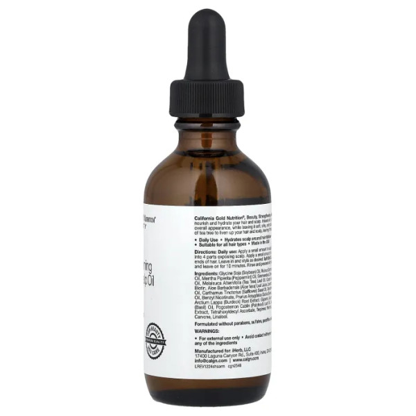 Олія для волосся та шкіри голови зміцнююча, Strengthening Hair & Scalp Oil, California Gold Nutrition, біотин, розмарин та м'ята, 59 мл
