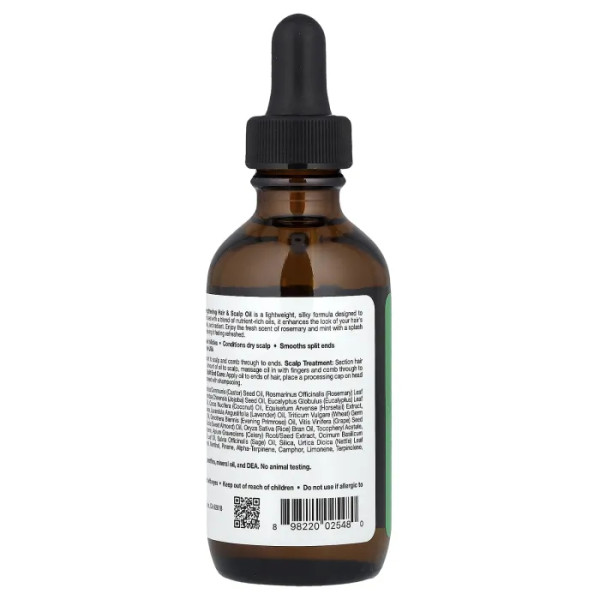 Олія для волосся та шкіри голови зміцнююча, Strengthening Hair & Scalp Oil, California Gold Nutrition, біотин, розмарин та м'ята, 59 мл