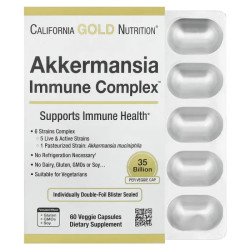 Пробіотики для імунітету 30 млрд КУО, Akkermansia Immune Complex California Gold Nutrition, 60 рослинних капсул