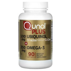 Убіхінол плюс омега-3 100 мг + 250 мг, Plus Ubiquinol + Omega-3, 90 гелевих капсул