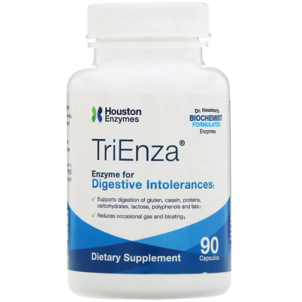 Пищеварительные ферменты, TriEnza, Houston Enzymes, при непереносимости, 90 капсул