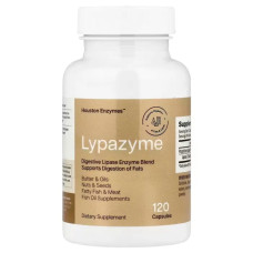 Ферменти для перетравлення жирів, ліпазу, Lypazyme Houston Enzymes, 120 капсул