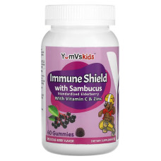 Підтримка імунітету дітям з бузиною, Immune Shield With Sambucus Yum-V's, ягідний смак, 60 желе