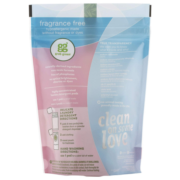 Пральний порошок, Delicate Laundry Detergent, GrabGreen, ніжний, без аромату, 24 завантаження, 240 г