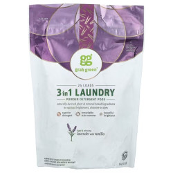 Капсулы для стирки 3-в-1, 3-in-1 Laundry Detergent Pods GrabGreen, лаванда и ваниль, 24 загрузки, 384 г