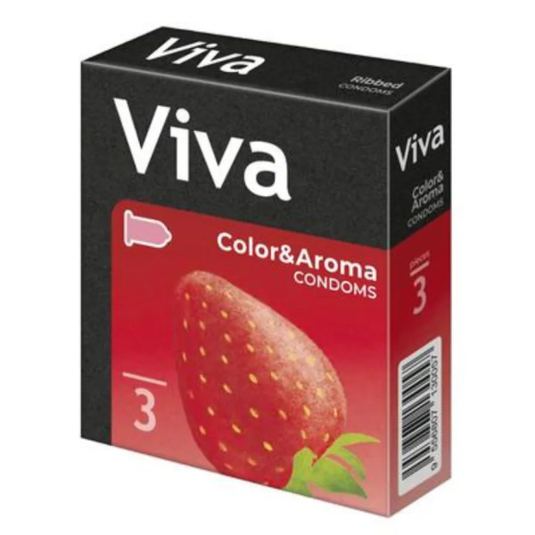 Презервативи, Color Condoms, VIVA, кольорові з ароматом, 3 шт.