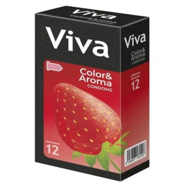 Презервативи, Color Condoms, VIVA, кольорові з ароматом, 12 шт.