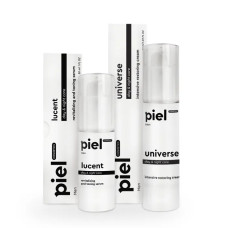 Набір догляд та захист для тьмяної шкіри, Piel Cosmetics, сироватка та крем універсальний