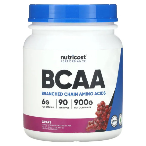 Аминокислоты ВСАА, Amino Acids BCAA, Nutricost, Performance, виноград, 900 г