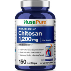 Хітозан 1200 мг з біоперином, NusaPure Chitosan, 150 капсул